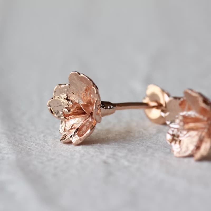 -粉金- 櫻花 耳針 花耳環 /Cherry blossom earrings -pink gold-