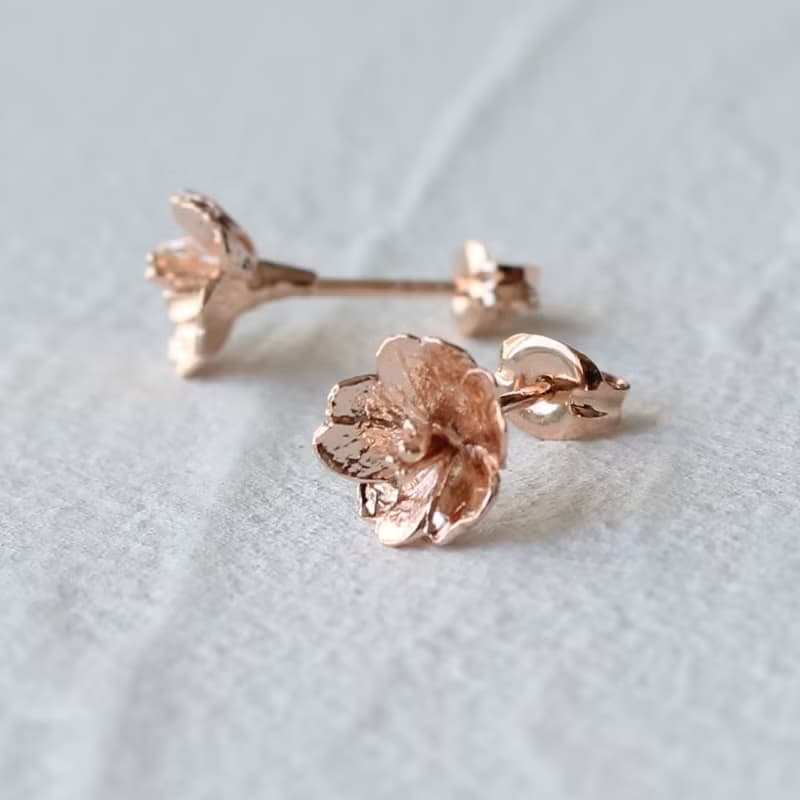 -粉金- 櫻花 耳針 花耳環 /Cherry blossom earrings -pink gold-