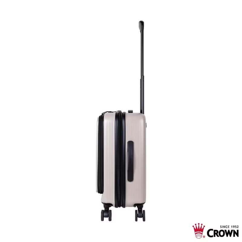 【CROWN】19.5吋 DOPPIO 前開框架拉桿箱 登機箱  霧面拿鐵咖啡