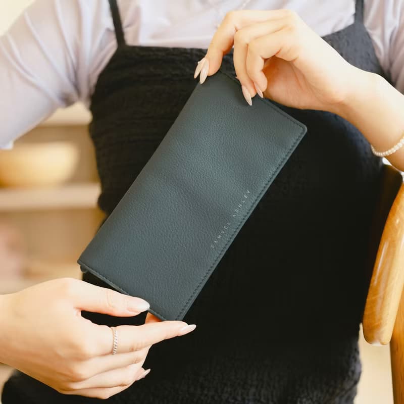 Emerson長款軟牛皮錢包 - 森林綠色 招財長夾 可加購個性化服務