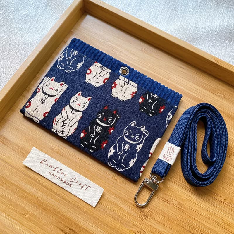 證件套 識別證卡套 悠遊卡套 掛頸卡套 Card Holder 藍色招財貓款