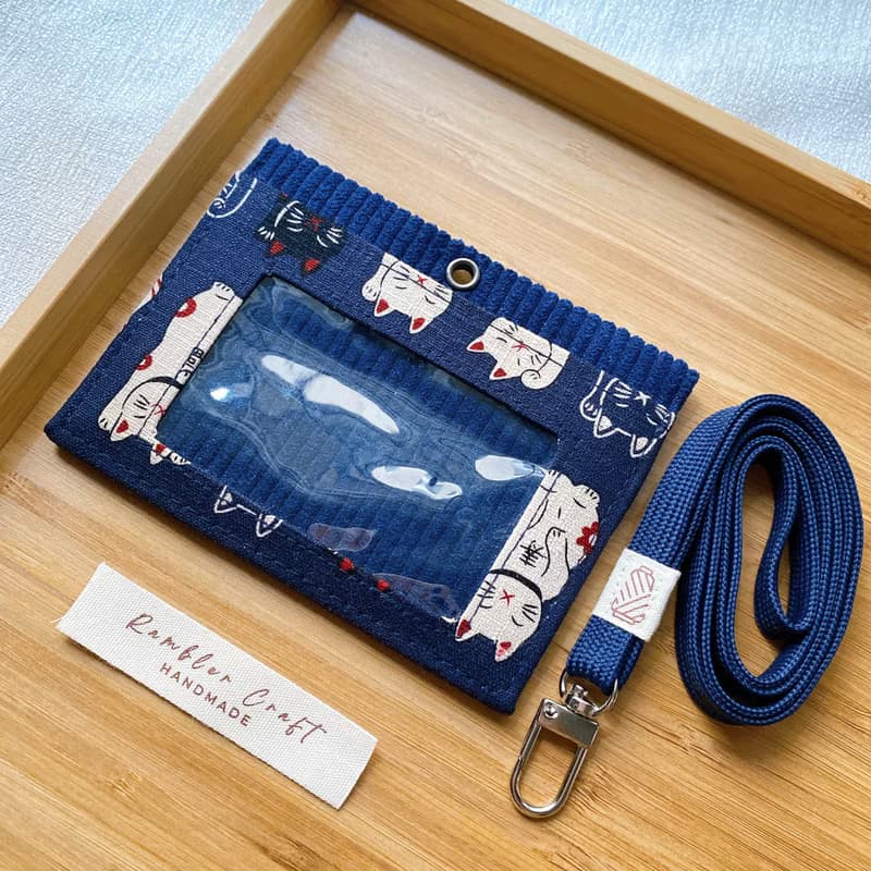 證件套 識別證卡套 悠遊卡套 掛頸卡套 Card Holder 藍色招財貓款