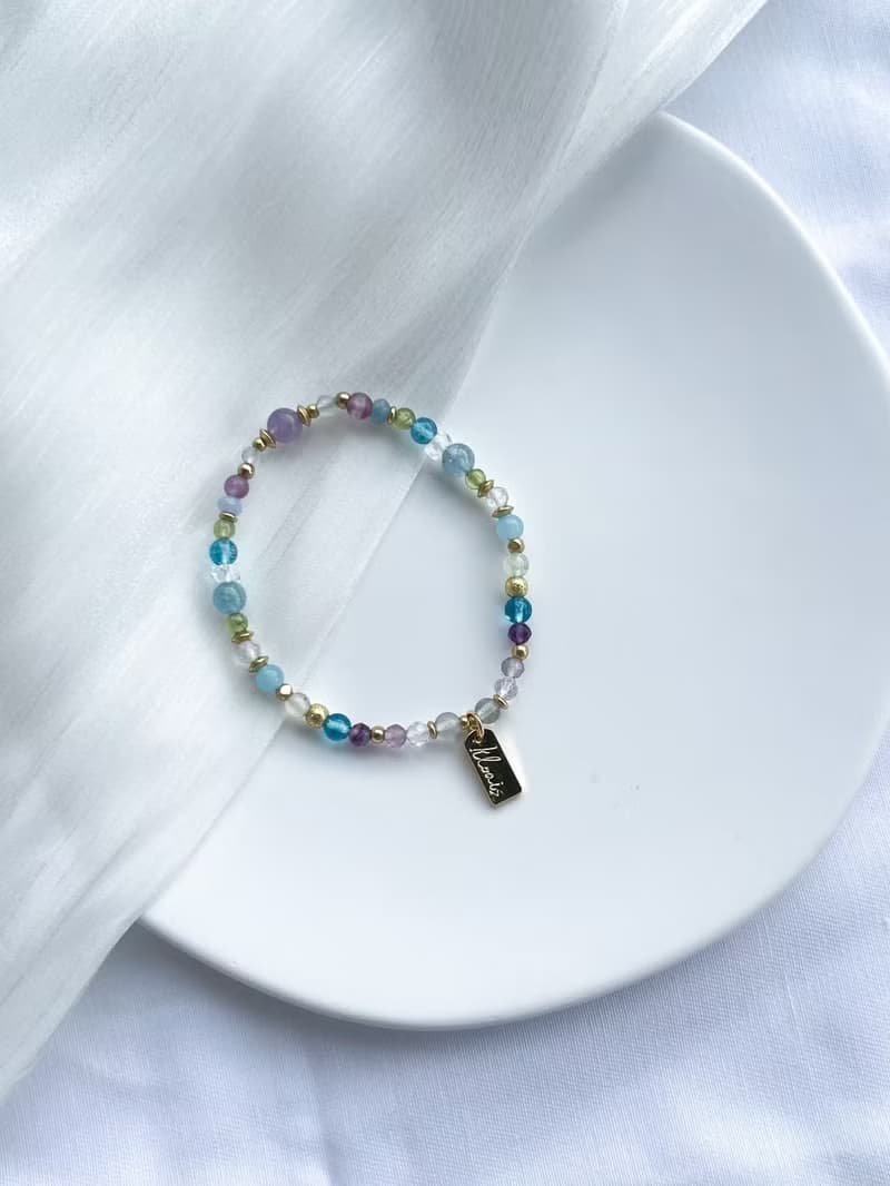 【紫微手鍊- 貪狼星】海藍寶 橄欖石 水晶手鍊 / 贈水晶碎石 /