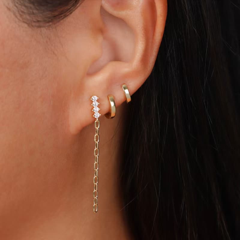 s925銀長款鏈條耳釘 簡約超閃鋯石流蘇女生耳釘 母親節禮物推薦