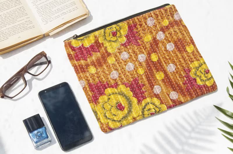 手工刺繡收納包/刺繡化妝包/刺繡手機包/刺繡雜物包/手拿包-花朵