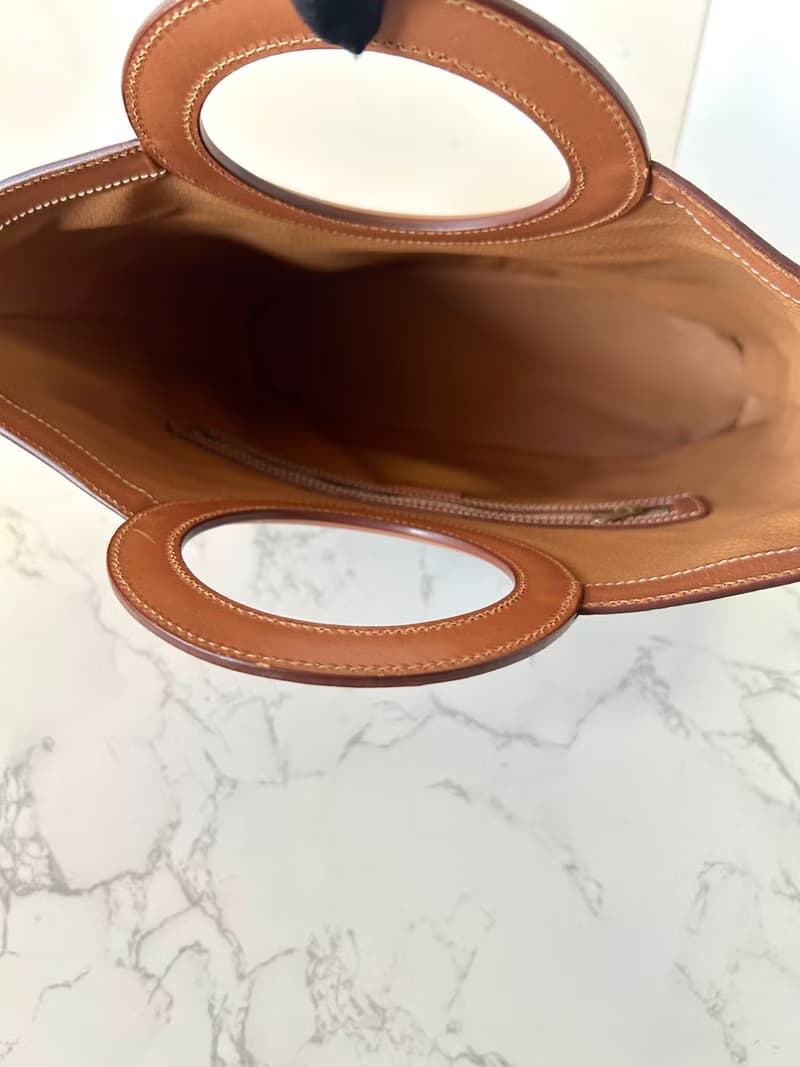 Celine大皮革圓環老花托特包小手挽提袋 中古包 香奈兒 vintage