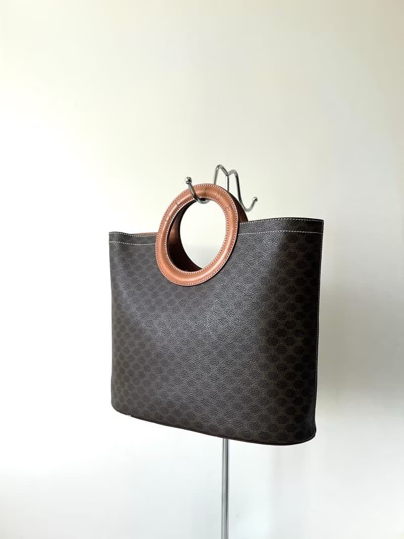 Celine大皮革圓環老花托特包小手挽提袋 中古包 香奈兒 vintage