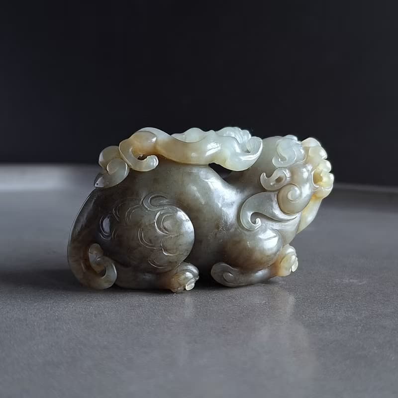 招財母子貔貅吊墜擺設 | 天然和田玉玉器