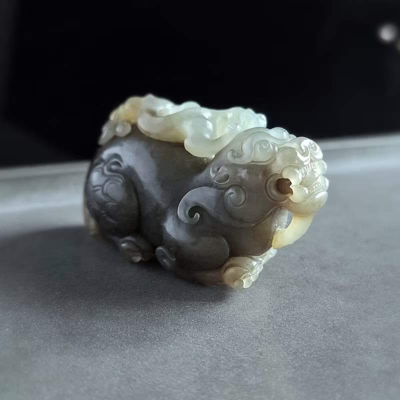 招財母子貔貅吊墜擺設 | 天然和田玉玉器