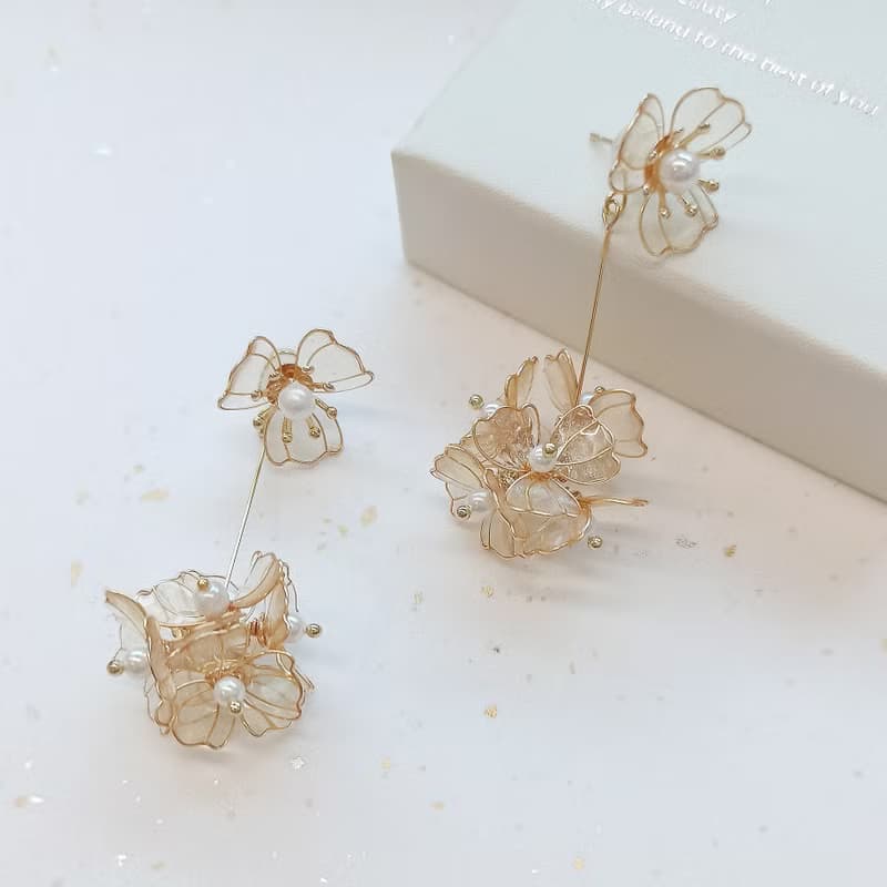 1KM燦爛暮色 兩戴式繡球樹脂花耳環