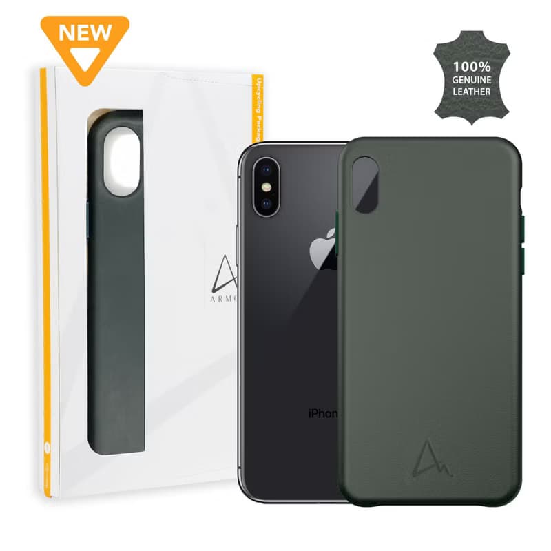 ARMOR iPhone 11 / X 全真皮系列電話保護殼_古典綠