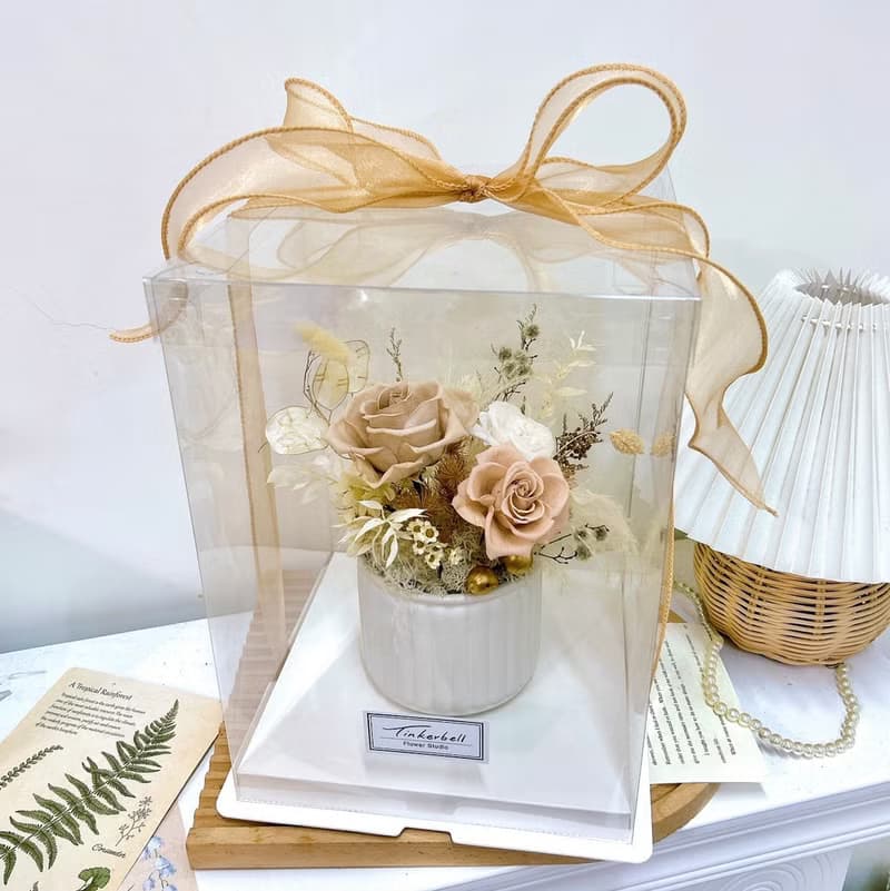 北歐淺灰奶茶盆花 開幕花禮  入厝花禮 附禮盒提袋卡片