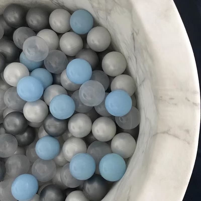 Misioo遊戲球池-90x40大理石-粉藍/珍珠白/珍珠灰/乳白色200顆球