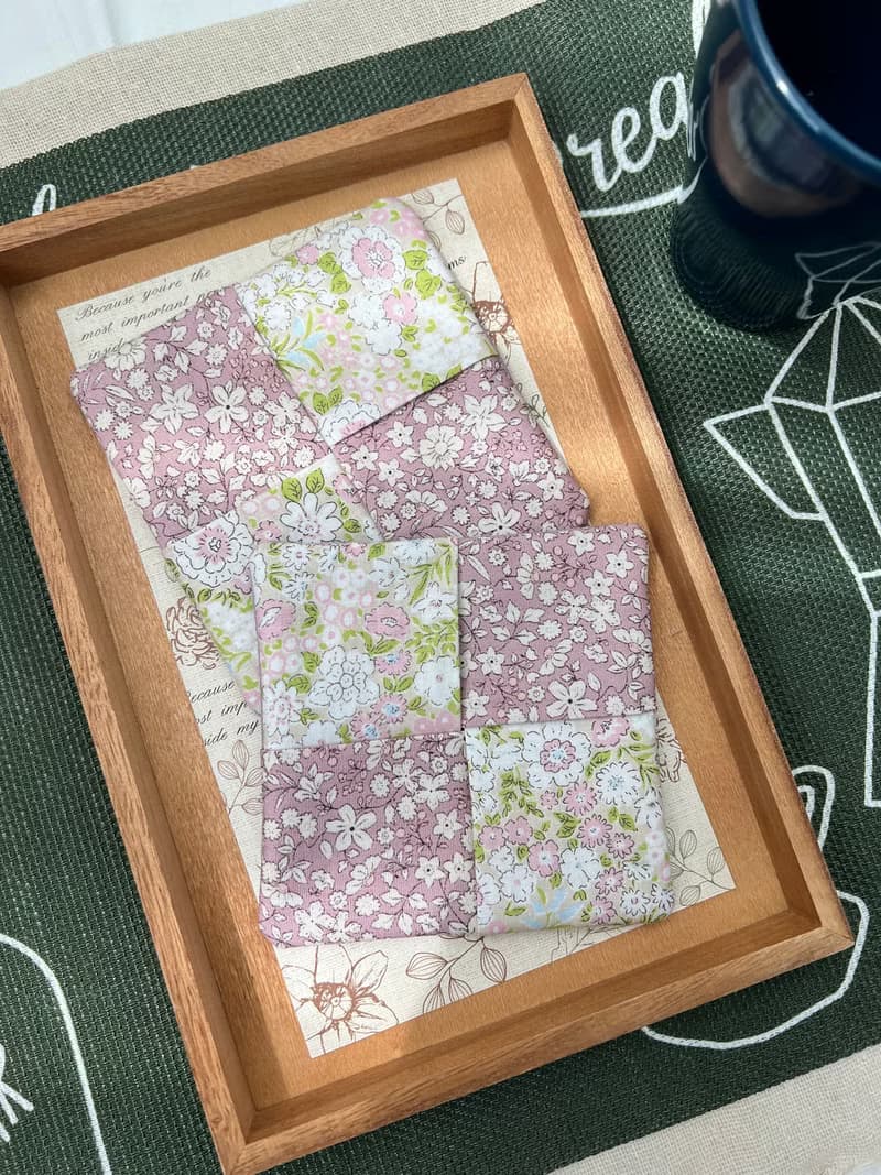 紫絮花語杯墊 花園系列 手工布杯墊