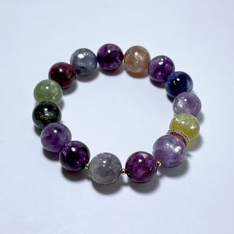 天然礦石 頂級彩祖母晶 12.6 mm 手鍊