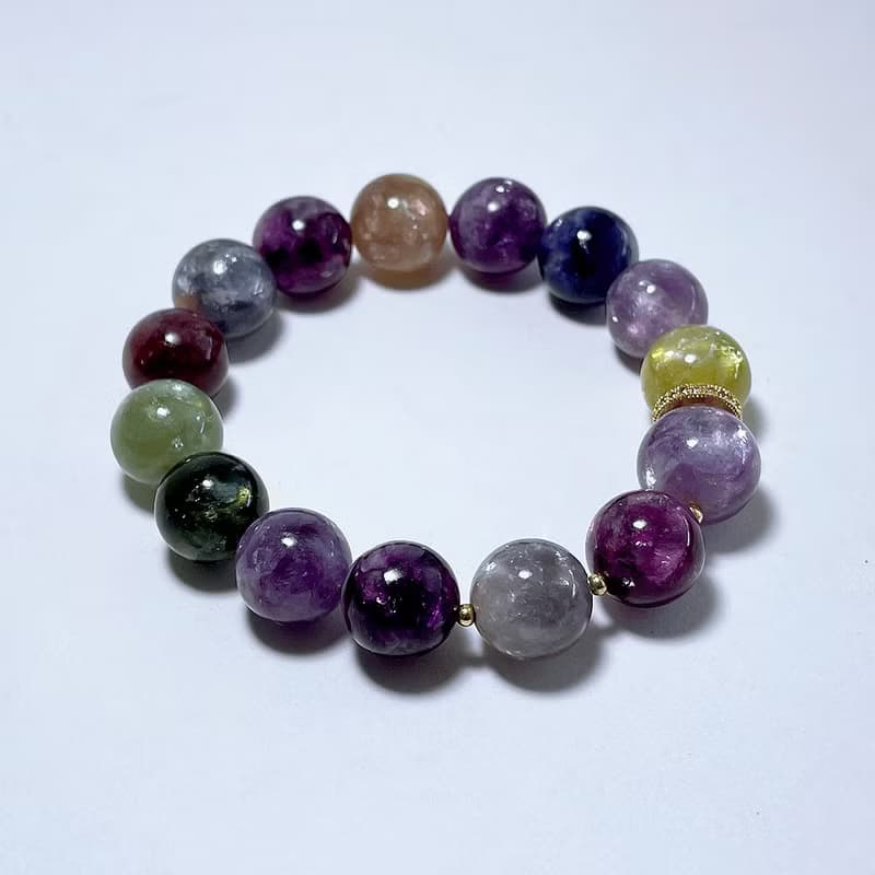 天然礦石 頂級彩祖母晶 12.6 mm 手鍊