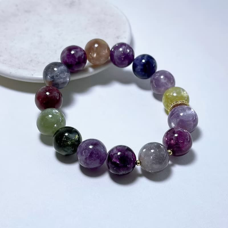 天然礦石 頂級彩祖母晶 12.6 mm 手鍊