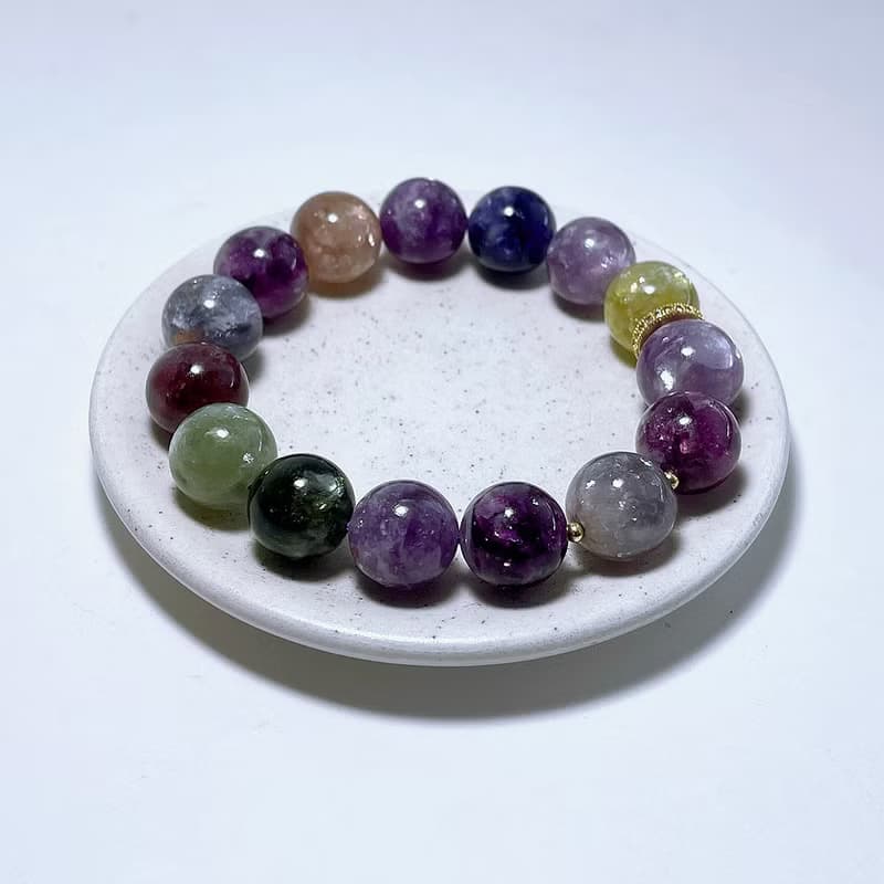 天然礦石 頂級彩祖母晶 12.6 mm 手鍊