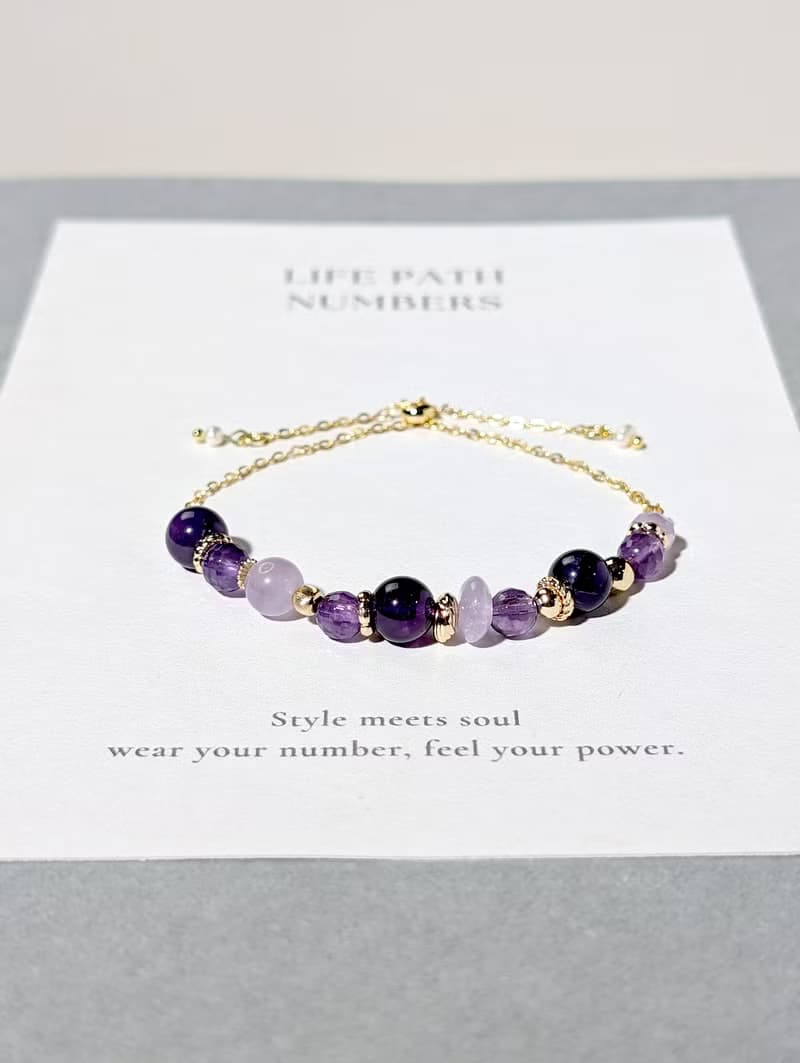 生命靈數7號 開運手鍊 | 紫水晶×天然石 | 紫色能量與智慧象徵
