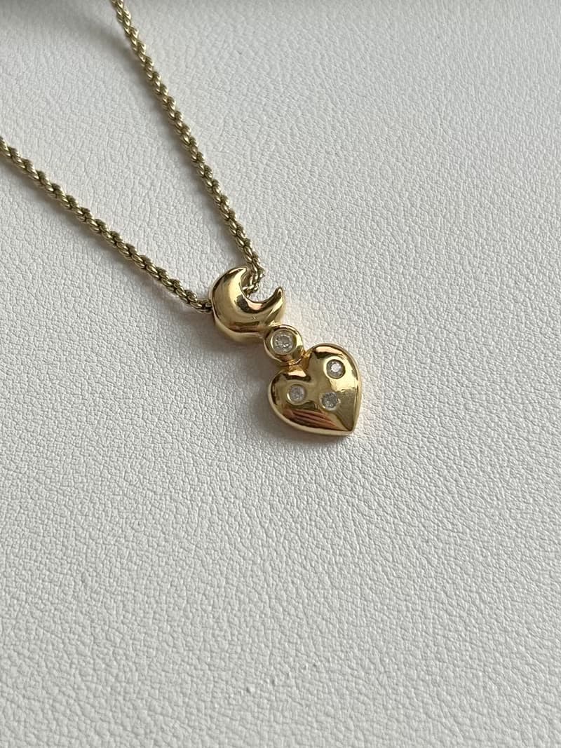Dior月亮心形吊墜頸鏈項鏈 日本中古Vintage 情人節禮物 附首飾盒