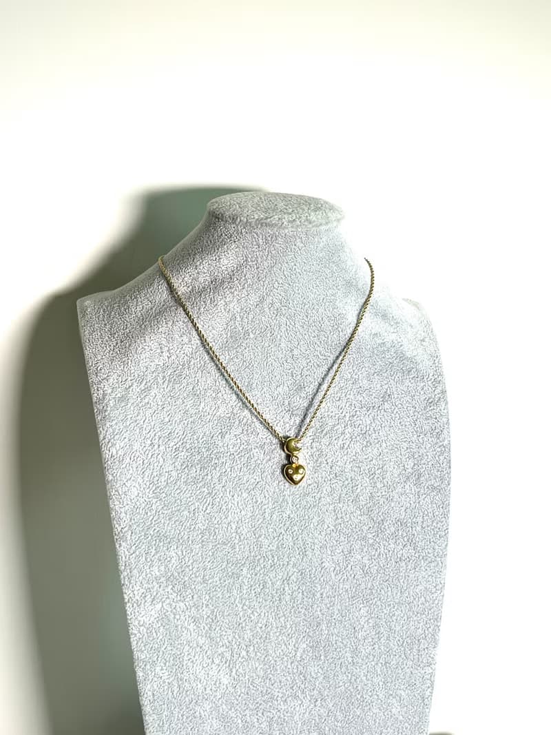 Dior月亮心形吊墜頸鏈項鏈 日本中古Vintage 情人節禮物 附首飾盒