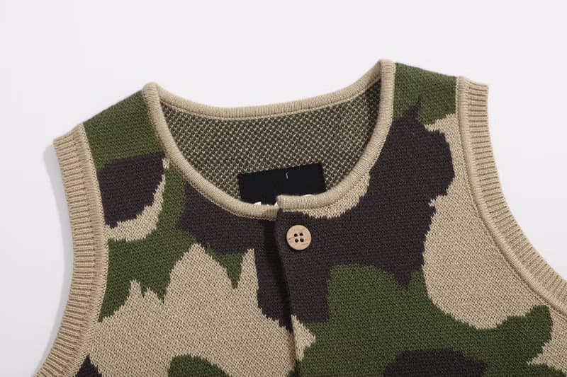 寶寶 幼生禮物 童裝 全棉水仙花圖案開胸針織背心 - 迷彩水仙花