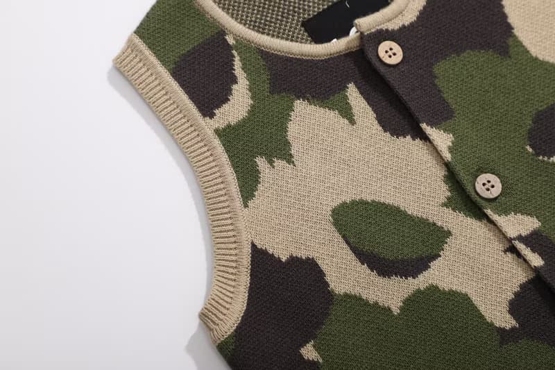 寶寶 幼生禮物 童裝 全棉水仙花圖案開胸針織背心 - 迷彩水仙花