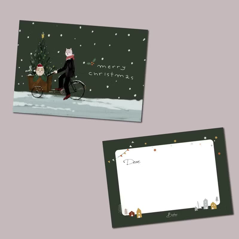 【Xmas - Christmas Tree Seller - Green】| 明信片 聖誕卡