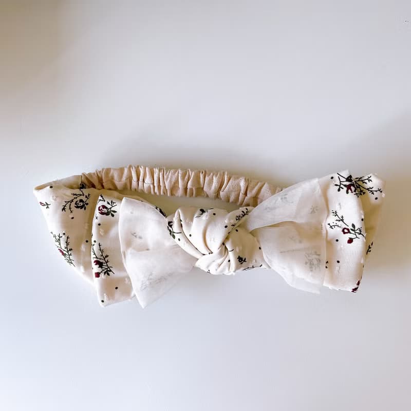 精靈花束 日系 歐根紗 緹花布 雙層蝴蝶扭結髮帶 ggoomstudio