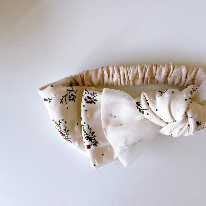 精靈花束 日系 歐根紗 緹花布 雙層蝴蝶扭結髮帶 ggoomstudio