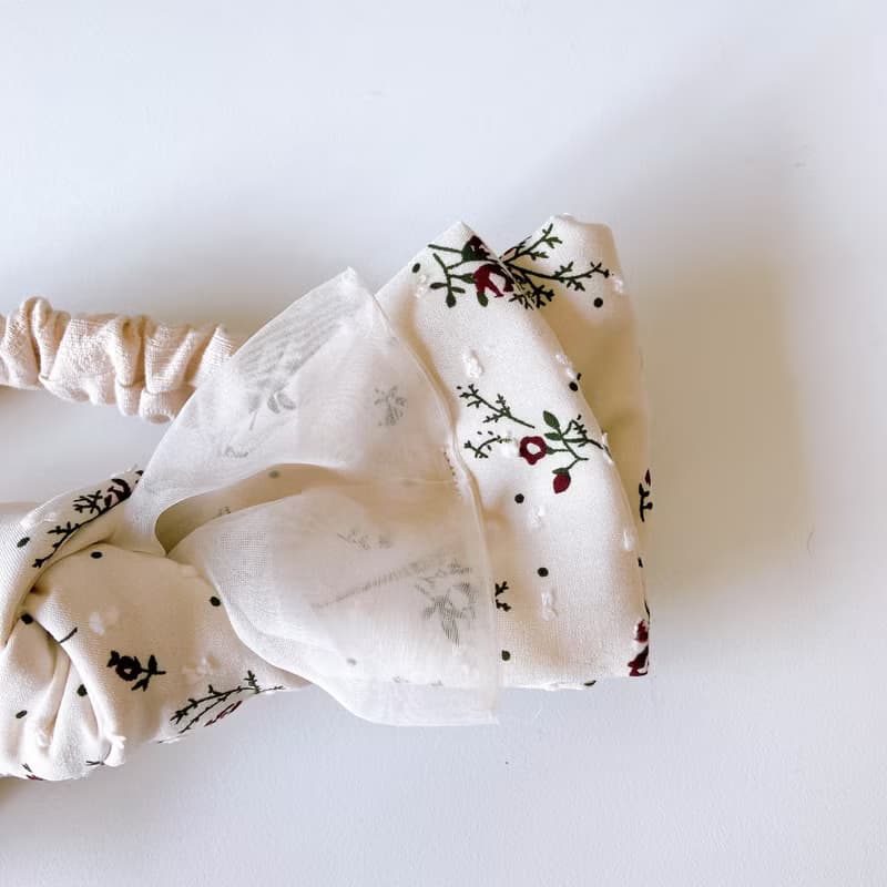 精靈花束 日系 歐根紗 緹花布 雙層蝴蝶扭結髮帶 ggoomstudio