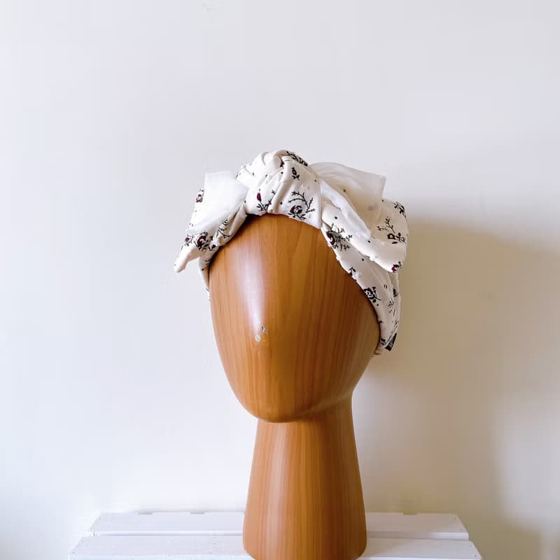 精靈花束 日系 歐根紗 緹花布 雙層蝴蝶扭結髮帶 ggoomstudio