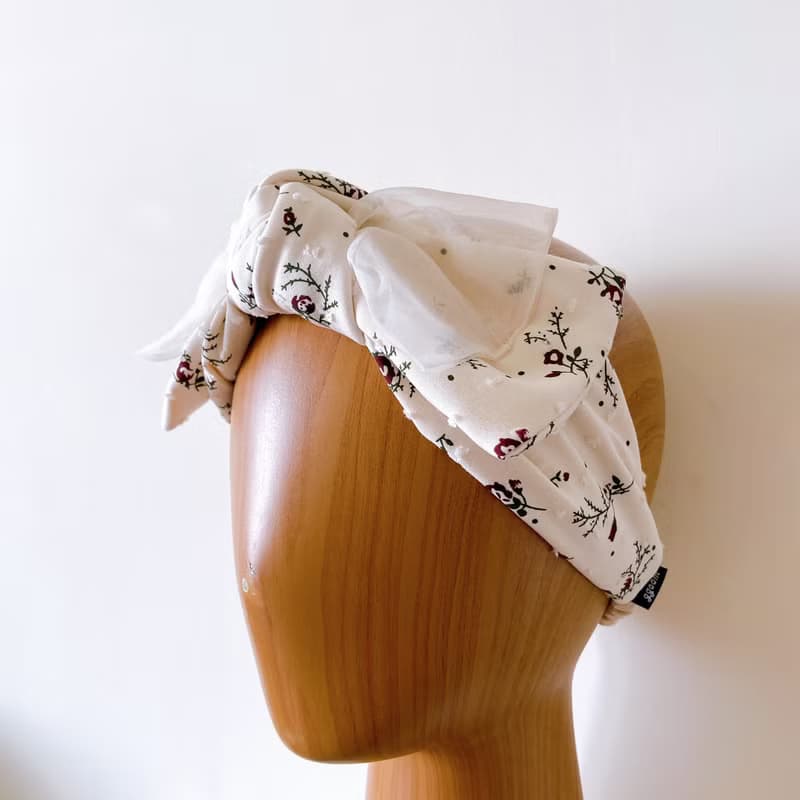 精靈花束 日系 歐根紗 緹花布 雙層蝴蝶扭結髮帶 ggoomstudio