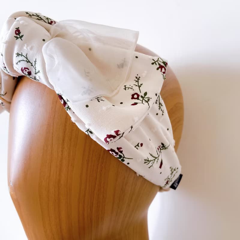 精靈花束 日系 歐根紗 緹花布 雙層蝴蝶扭結髮帶 ggoomstudio