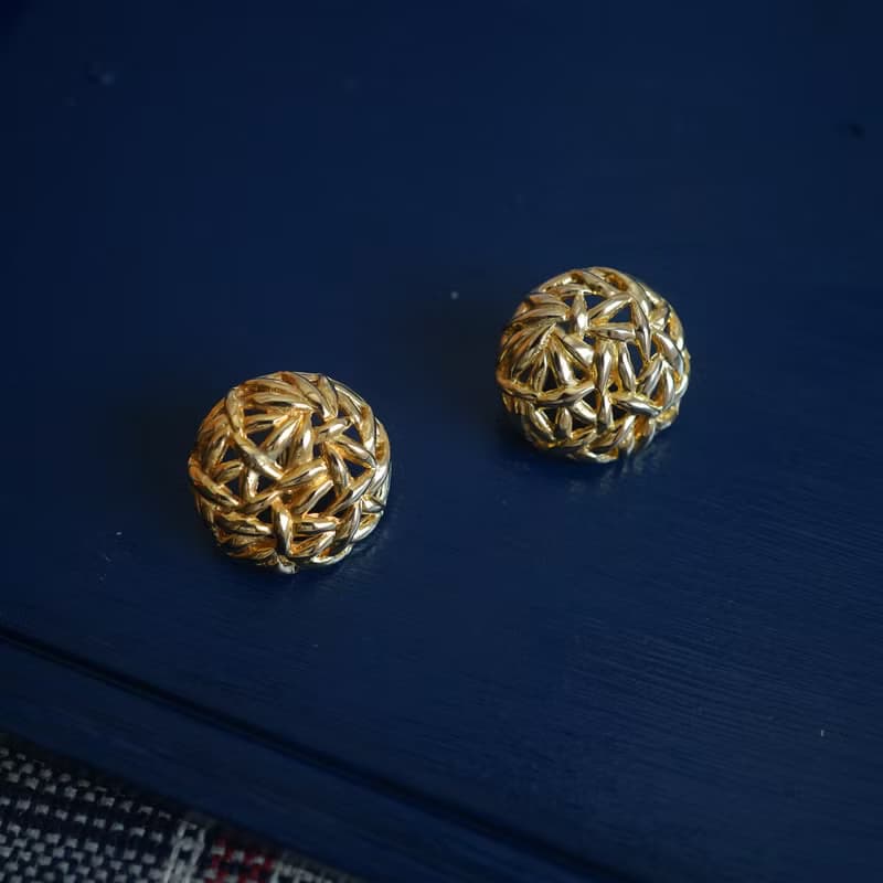 圓幾何復金古古董飾品耳夾耳環 vintage母親節 禮物
