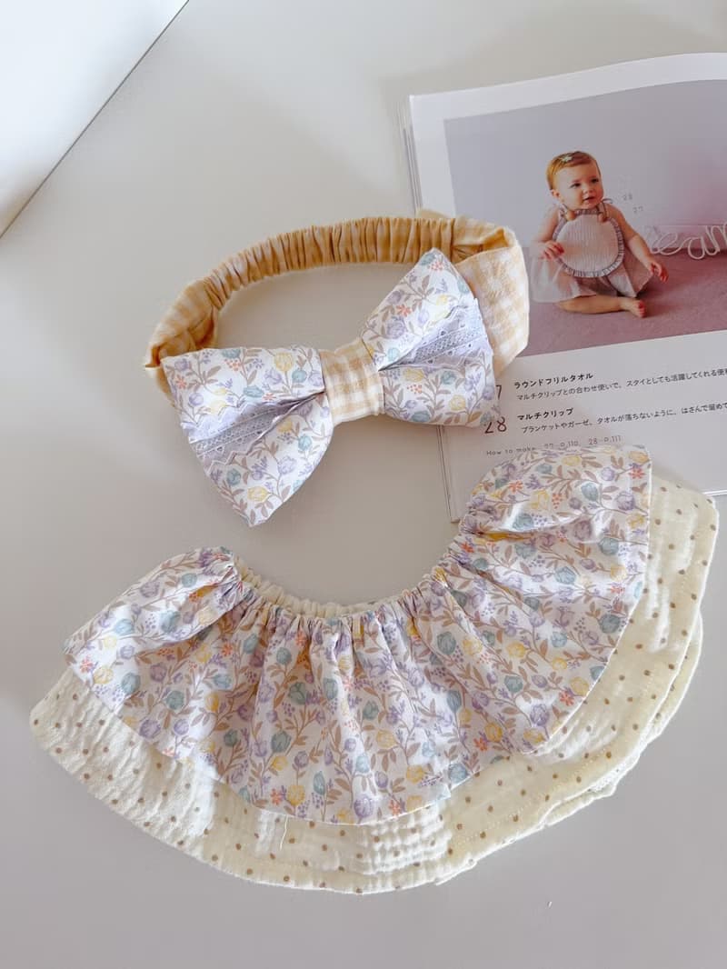 現貨 豐碩果實 荷葉圍兜 髮帶 彌月禮盒 滿月禮 Baby Shower gift