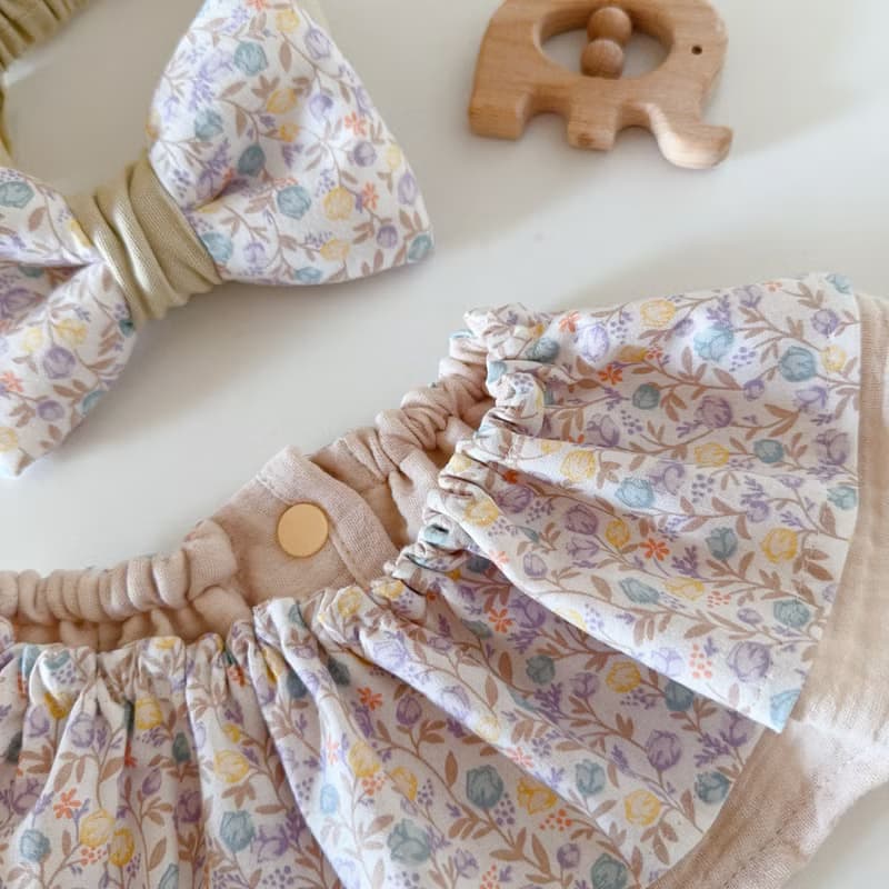 現貨 豐碩果實 荷葉圍兜 髮帶 彌月禮盒 滿月禮 Baby Shower gift
