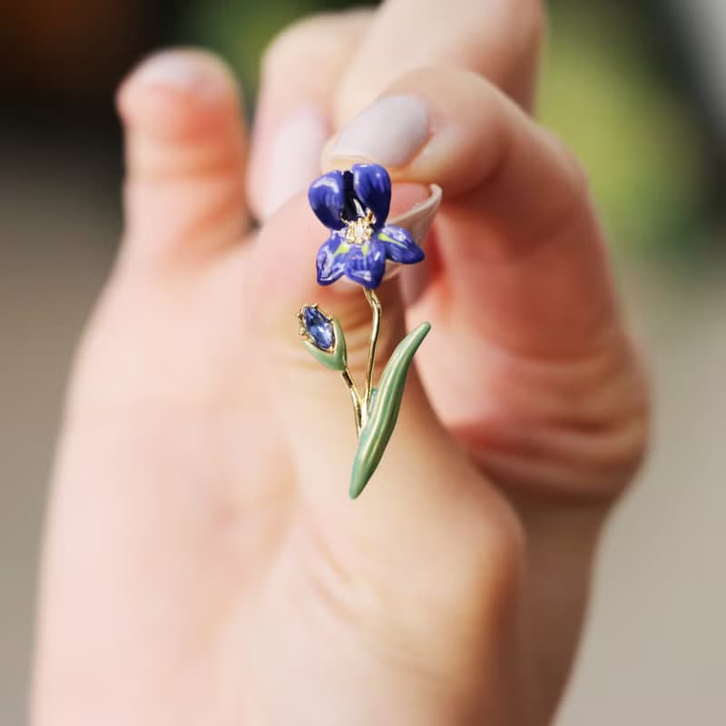不對稱 梵谷鳶尾花細緻耳飾