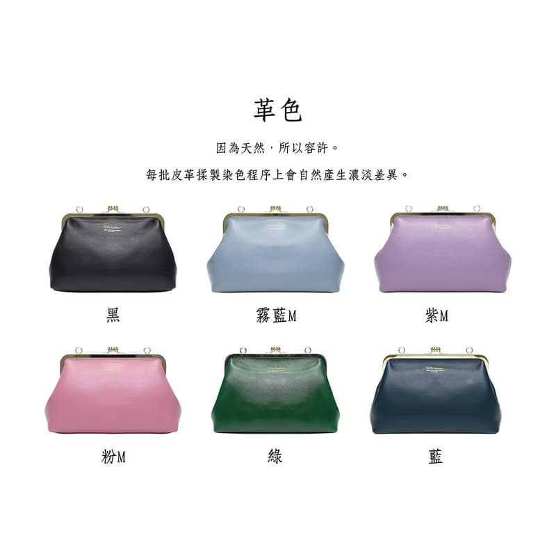真皮肩背手拎隨行口金包 22260 黑