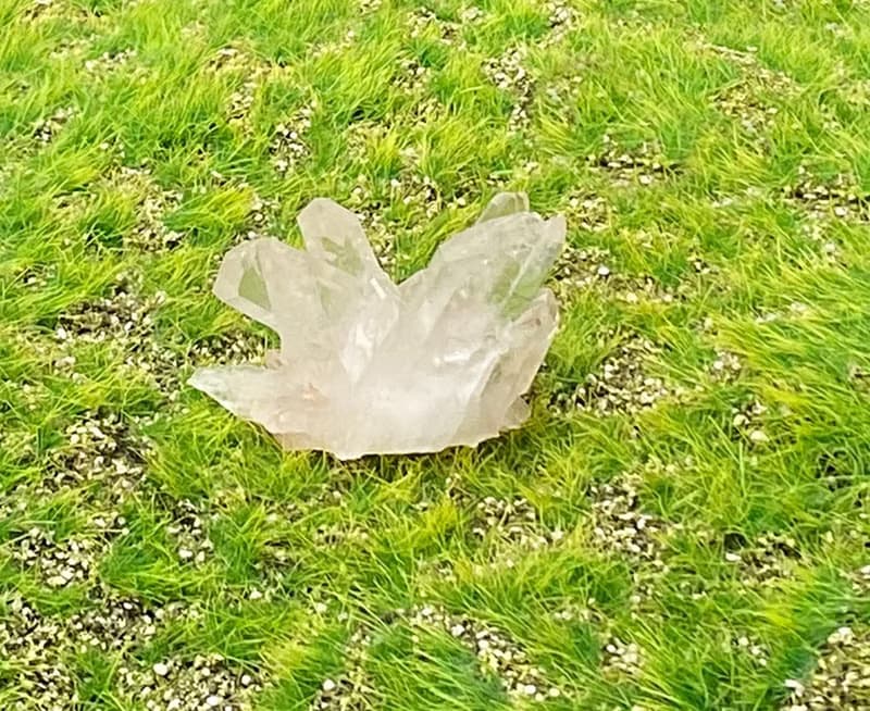 天然能量白水晶可愛花型晶花簇 家居 辦公室 療癒 消磁 能量 擺件