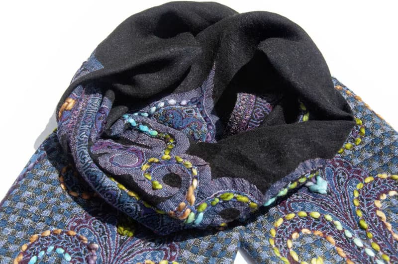 喀什米爾Cashmere/水煮羊毛披肩/針織圍巾/刺繡圍巾/羊絨披巾-花