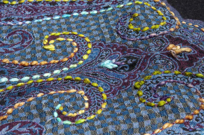 喀什米爾Cashmere/水煮羊毛披肩/針織圍巾/刺繡圍巾/羊絨披巾-花
