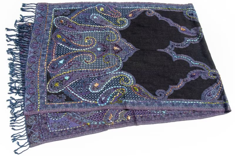 喀什米爾Cashmere/水煮羊毛披肩/針織圍巾/刺繡圍巾/羊絨披巾-花