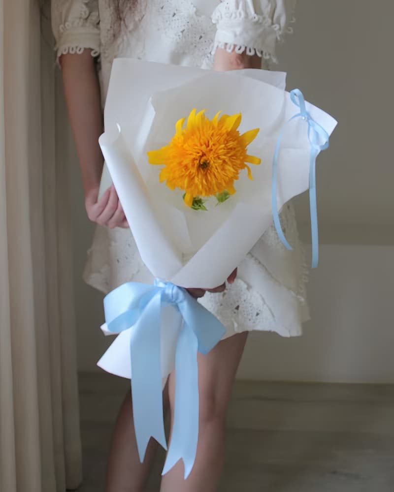 單朵泰迪熊向日葵 鮮花花束 畢業花束
