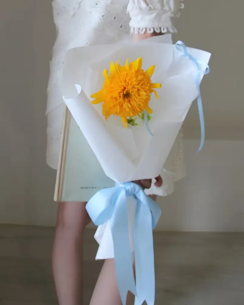 單朵泰迪熊向日葵 鮮花花束 畢業花束