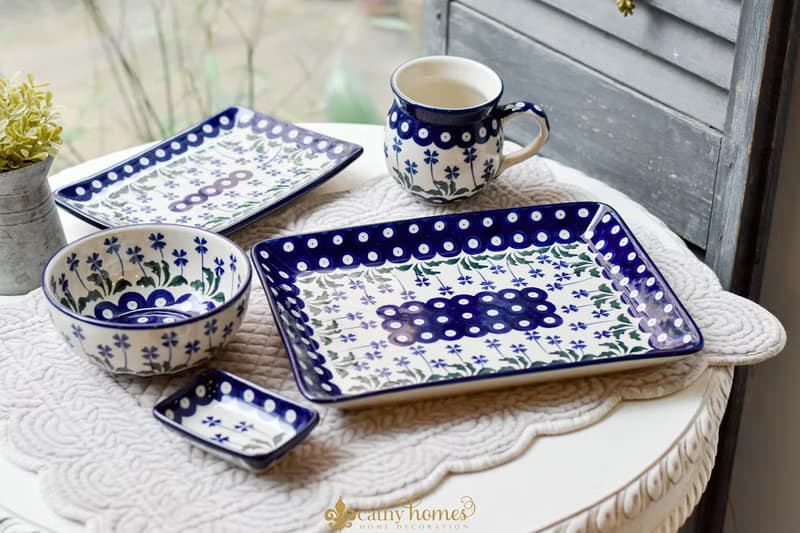 波蘭手工陶長盤5件組