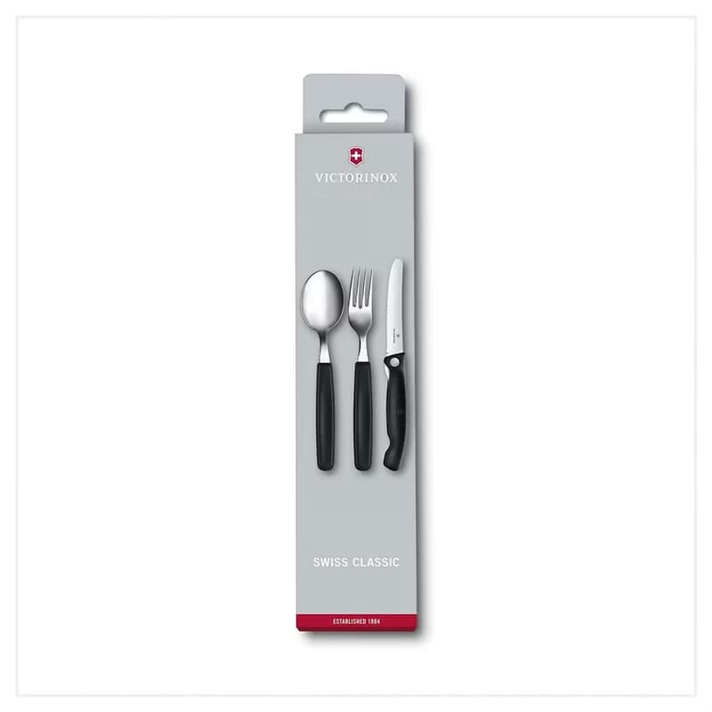 VICTORINOX 瑞士維氏 Swiss Classic 餐具三件組 黑 6.7192.F3