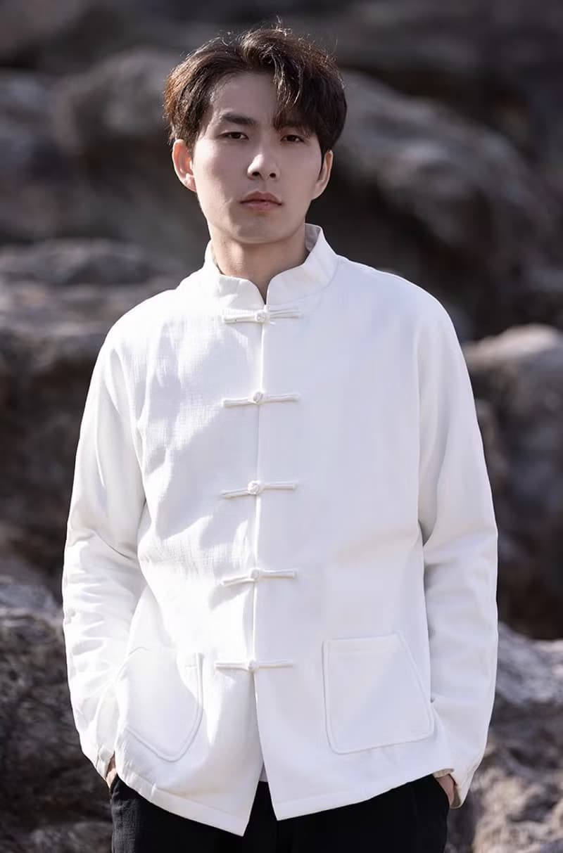 中式復古 極簡盤扣寬鬆亞麻襯衫