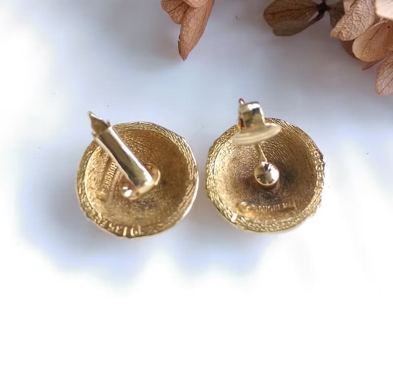 Vintage Jewelry 西洋古董飾品 BOUCHER 金色調 摩登 夾式耳環