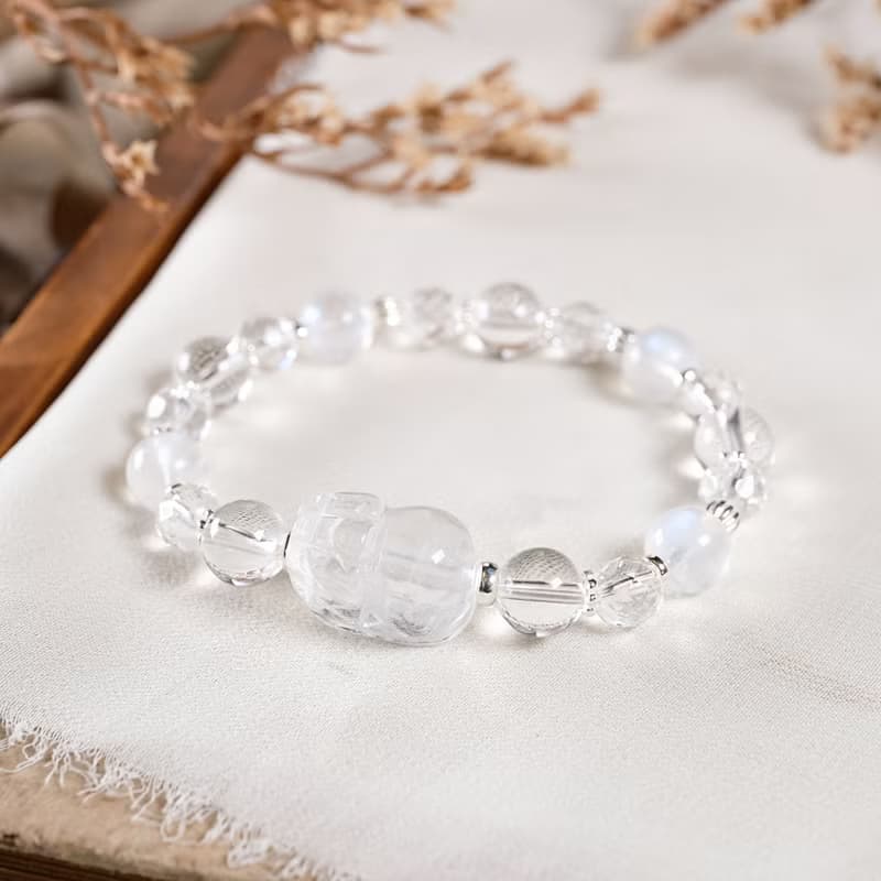 貔貅 白水晶 月光石 手鍊 天然礦石水晶